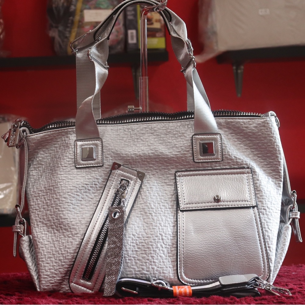 Nicole Lee Metallic Silver Shoulder Bag